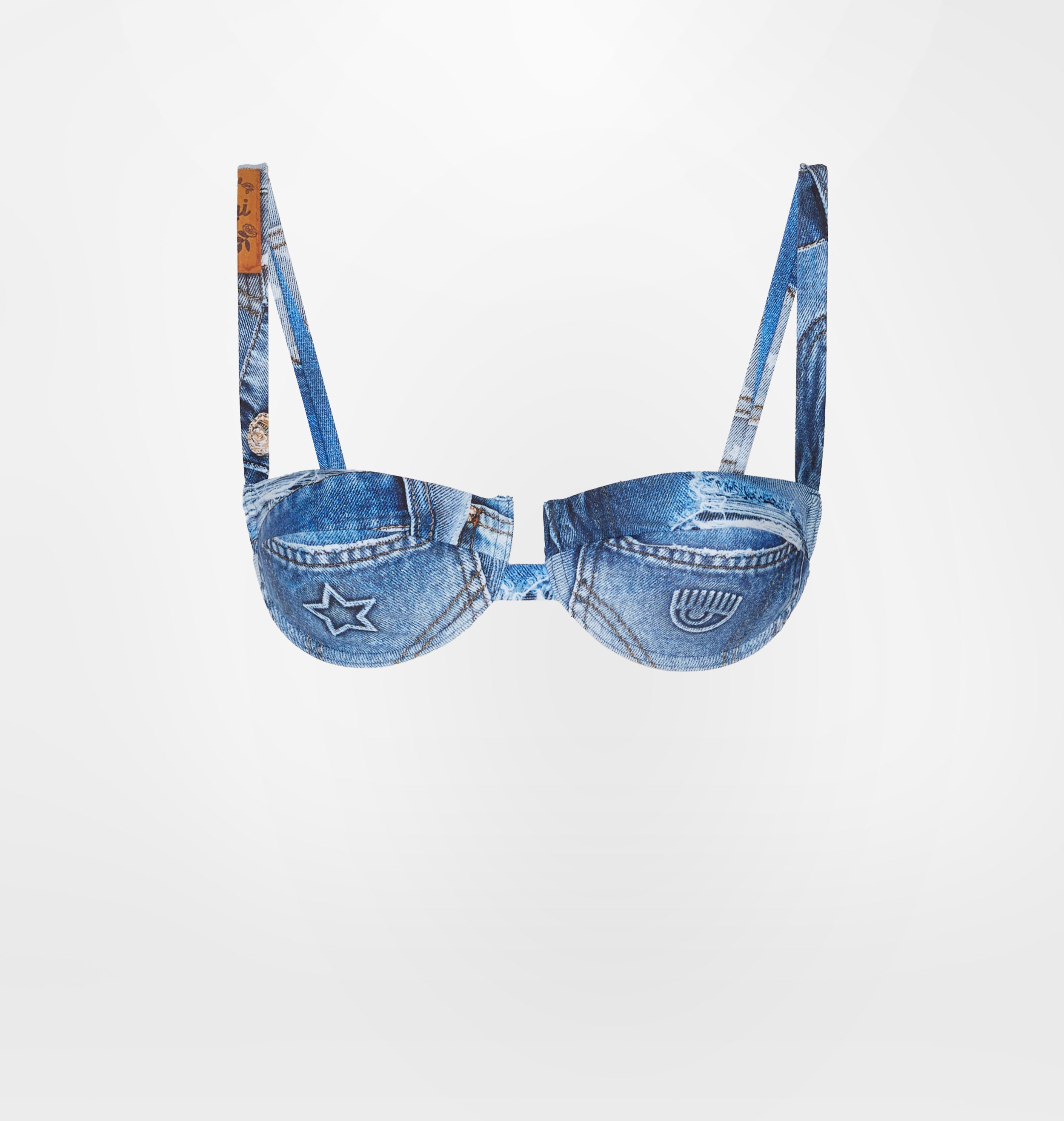 DENIM PRINT BIKINI BALCONETTE