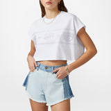 CROP MAXI LOGOMANIA STUDS T-SHIRT