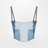 PATCHWORK DENIM CORSET