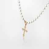 COLLANA PERLE CON CROCE GOTICA PENDENTE