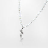 PEARL NECKLACE WITH SMALL GOTHIC CROSS PENDANT