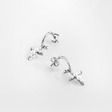 EARRINGS WITH SMALL PEARL CROSS PENDANT