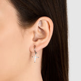 EARRINGS WITH SMALL PEARL CROSS PENDANT