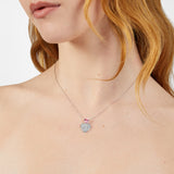 SILVER PINK HEARTS NECKLACE